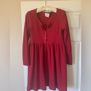 Moda International red dress long sleeve waffle knit vintage item
